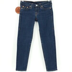 True Religion Jeans Stella Womens 30 Skinny Low Rise Stretch Blue Denim USA Made